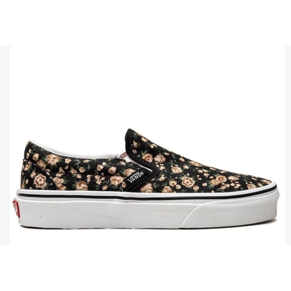 New VANS Classic Slip-On Shoe Rose Dreams Black Floral Women's Size 10 Mens 8.5